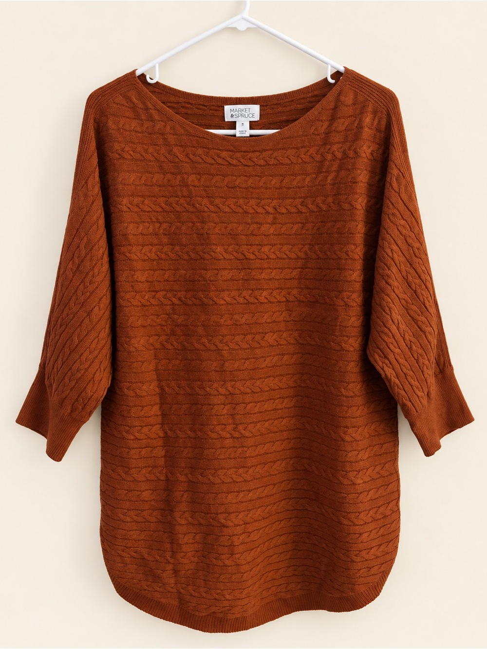 Market & Spruce Rust Cable Knit Sweater | Medium